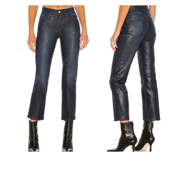 Frame Denim Denim - FRAME Le High Straight Lizard Coated Jeans Indigo Lizard
